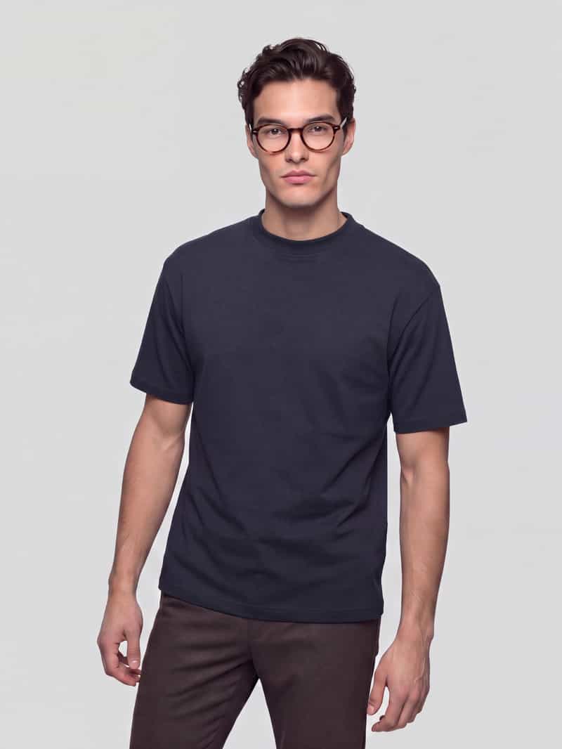 Selected Loose fit t-shirt met ronde hals model 'OSCAR' donkerblauw, foto 4