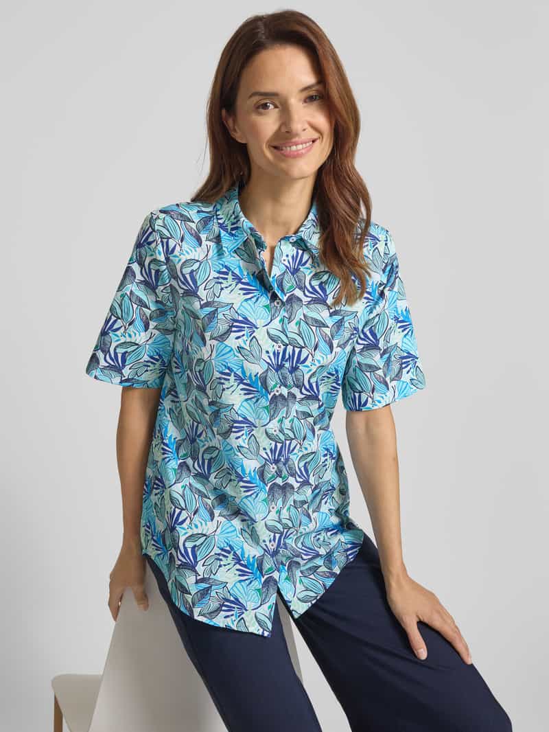 Eterna Relaxed fit Overhemdblouse met all-over bloemenprint