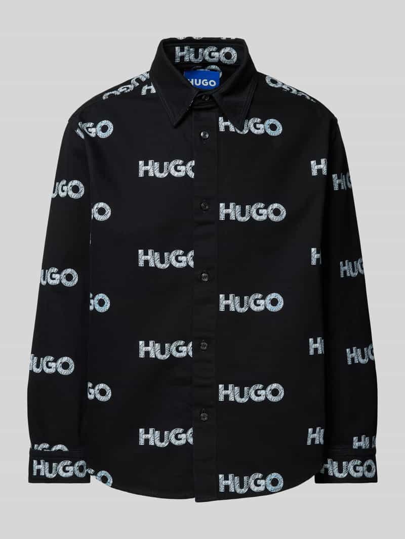 Hugo Blue Vrijetijdsoverhemd met knoopsluiting model 'Ebolt'