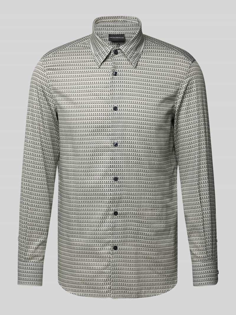 Emporio Armani Herren Regular Fit Freizeithemd Mit Kentkragen In Lind Größe Groß