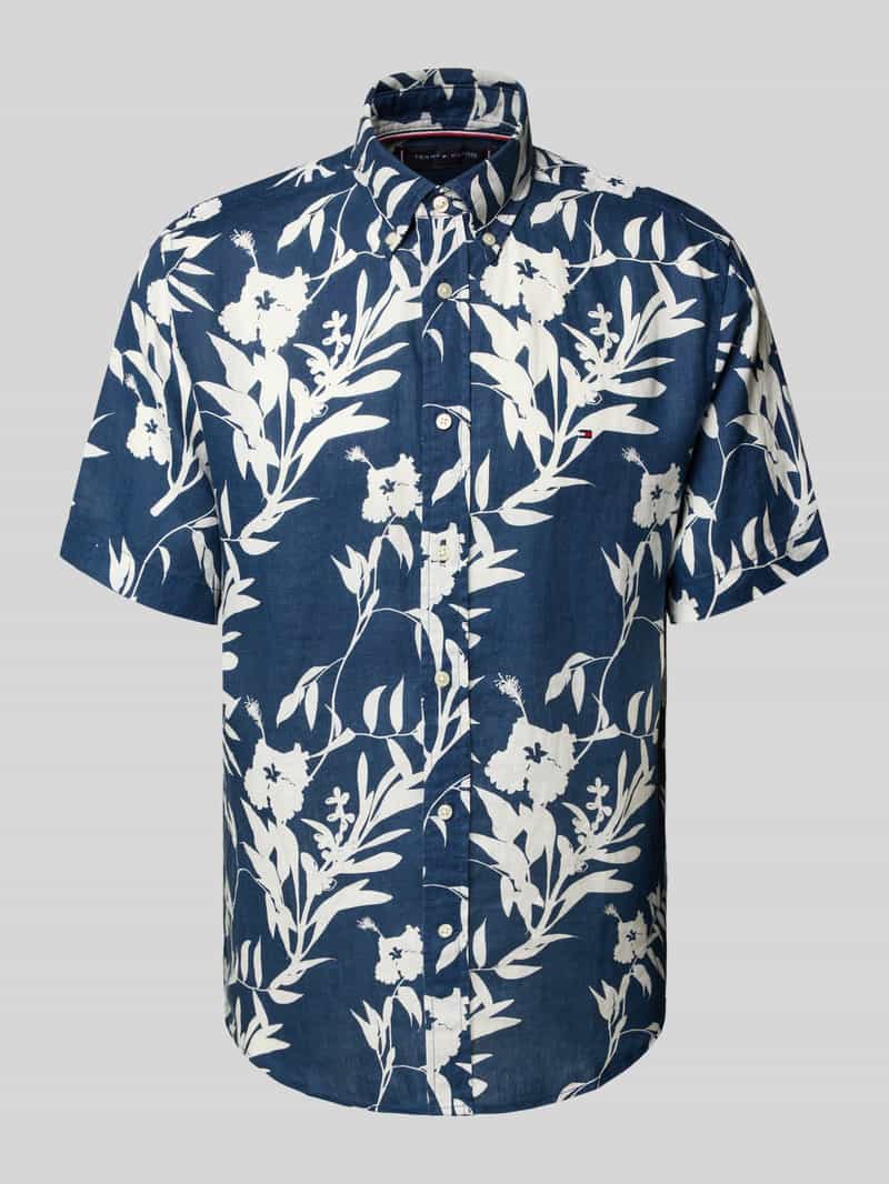 Tommy Hilfiger Regular fit linnen overhemd met korte mouwen