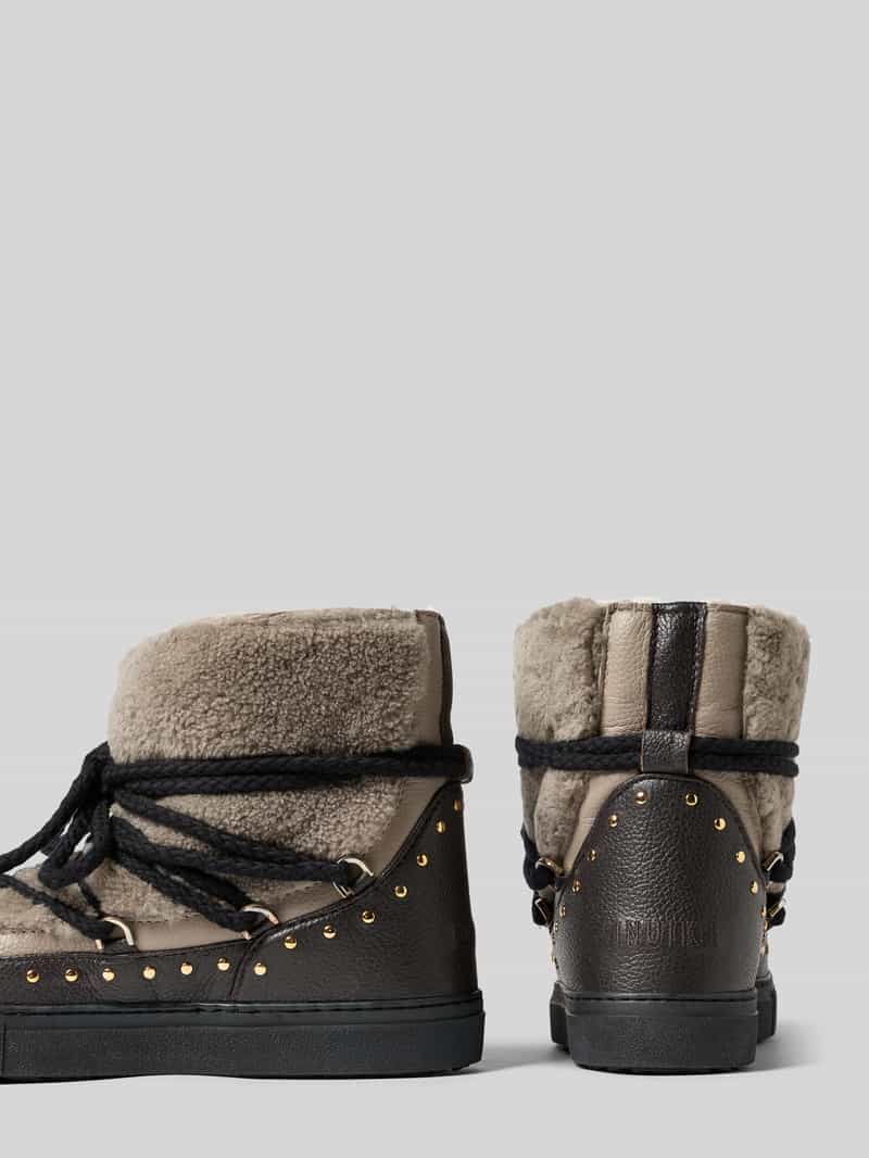 INUIKII Snowboots van leer met teddybont model 'CURLY ROCK'