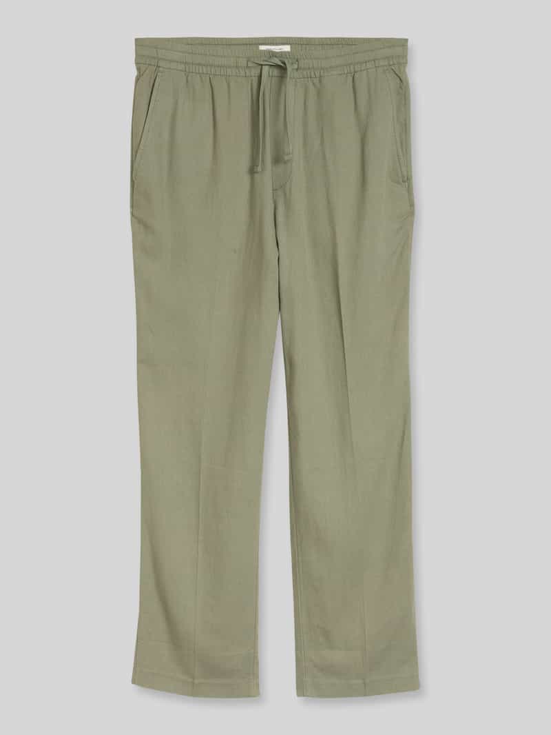 regular fit broek van mix van viscose en linnen