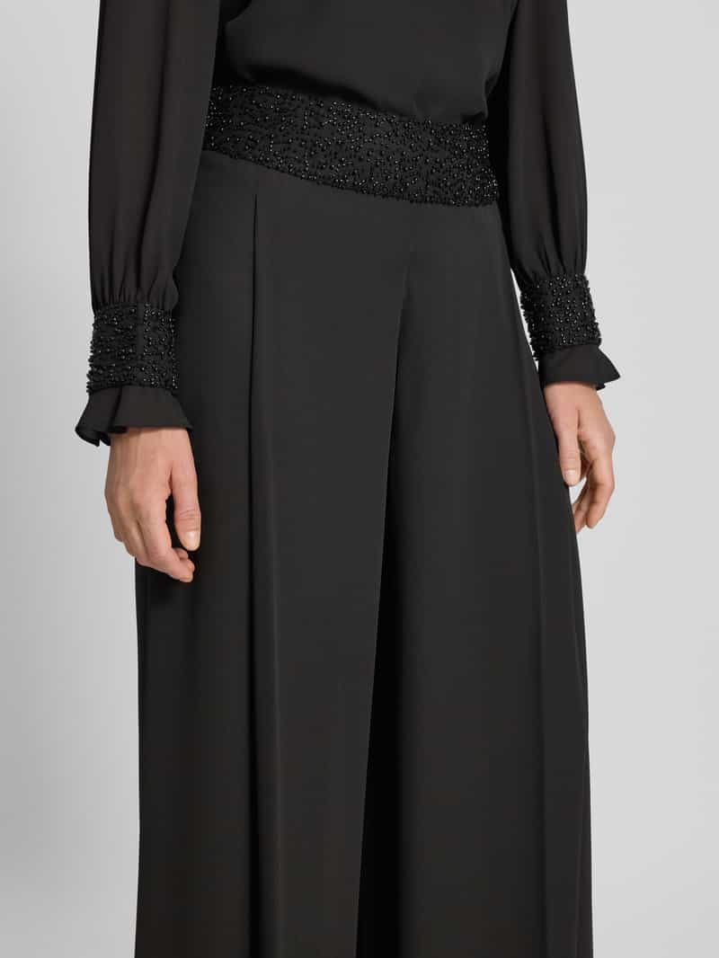 Marc Cain Wide fit broek met kralen en ritssluiting opzij