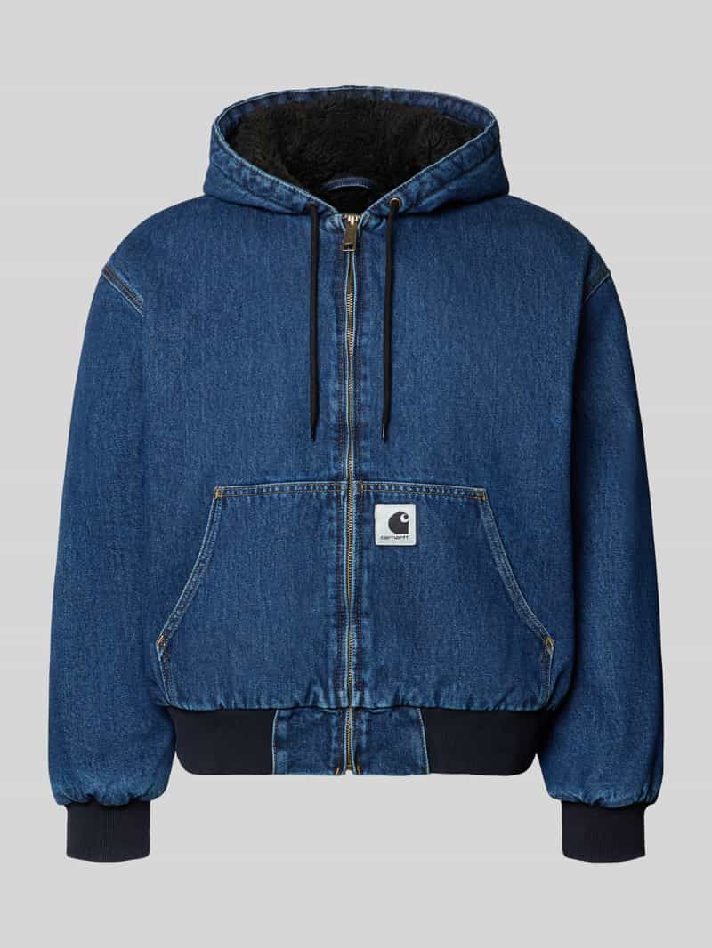 Carhartt WIP Blauwe Stone Washed Denim Jack met Sherpa Interieur Blue Heren