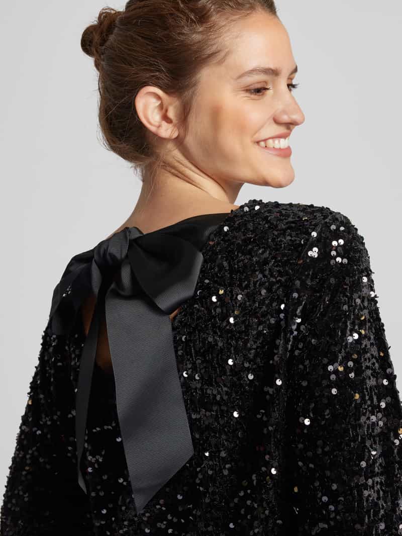 Pieces Regular fit blouse met lange mouwen en strik model 'KAM'