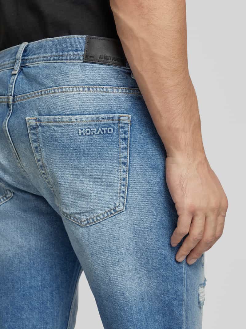 Antony Morato Korte slim fit jeans in destroyed-look