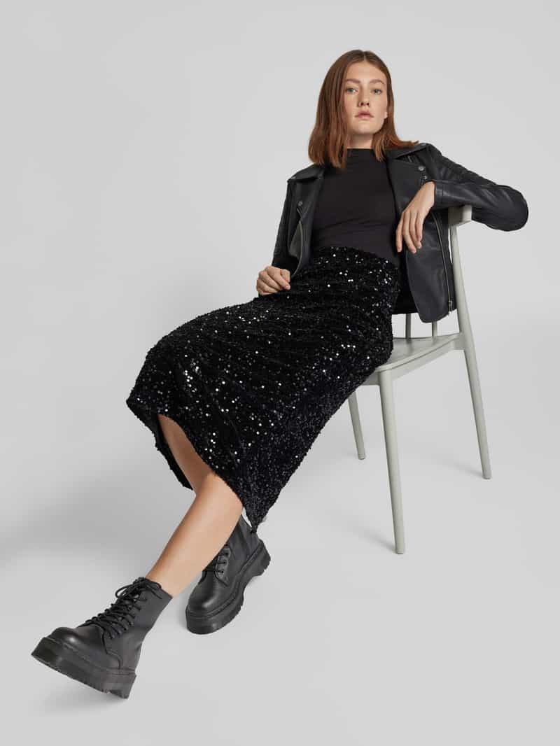 Pieces Nauwsluitende midirok met pailletten model 'KAM'