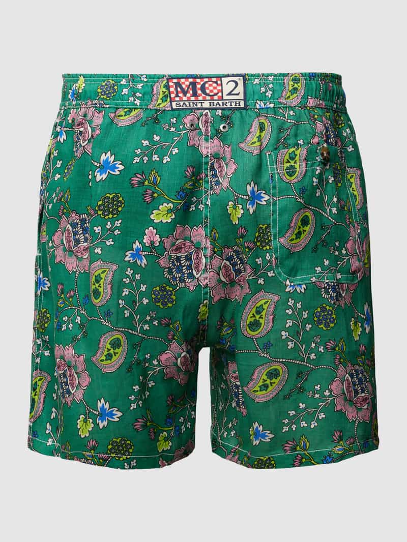 Zwembroek met all-over motief, model 'GUSTAVIA LINEN' MC2 Saint Barth