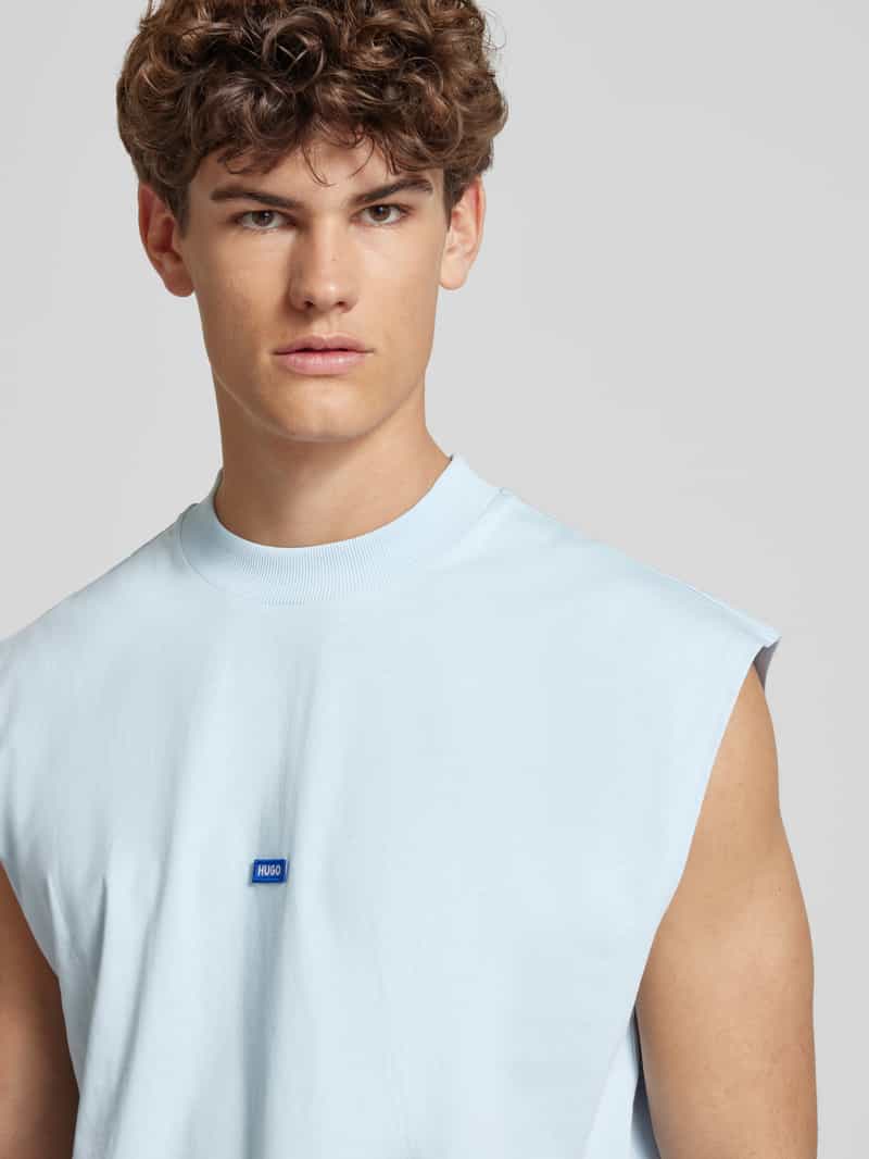 Hugo Blue Tanktop met labeldetail model 'Navertz'