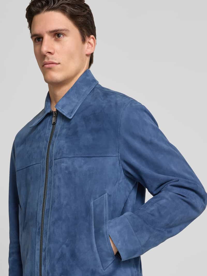 Boss Leren jack met strookzakken model 'Malbano'