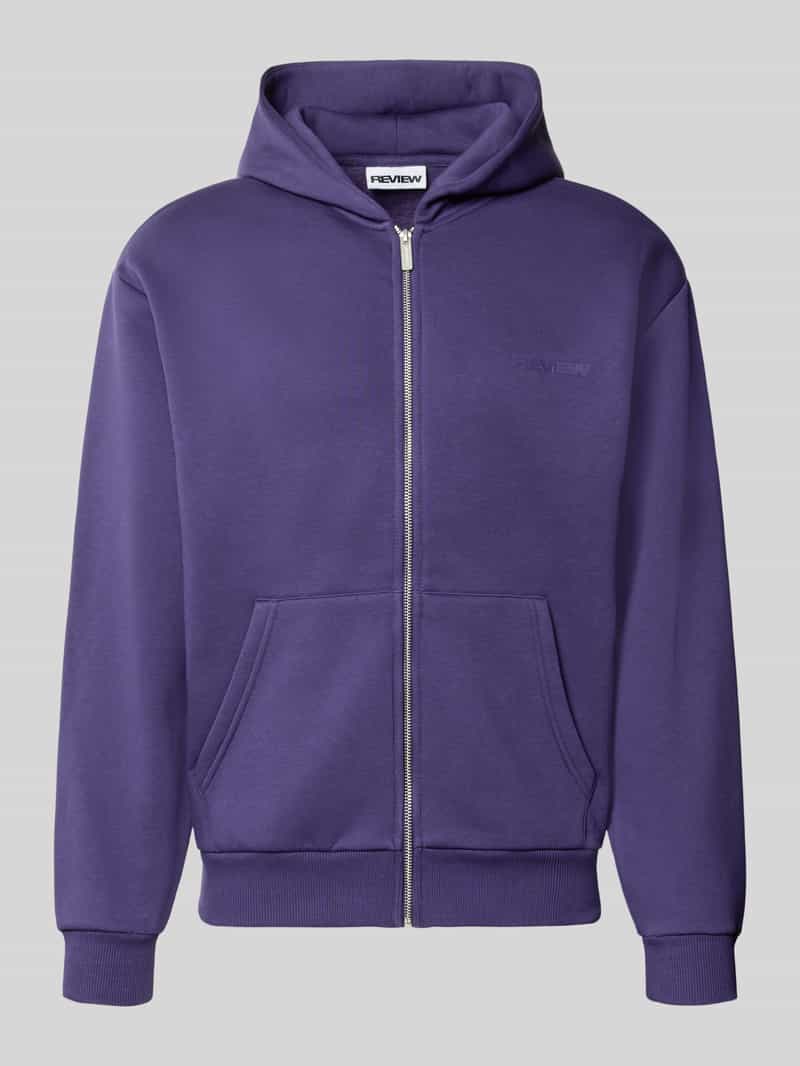 relaxed fit sweatjack van katoenmix met labeldetail