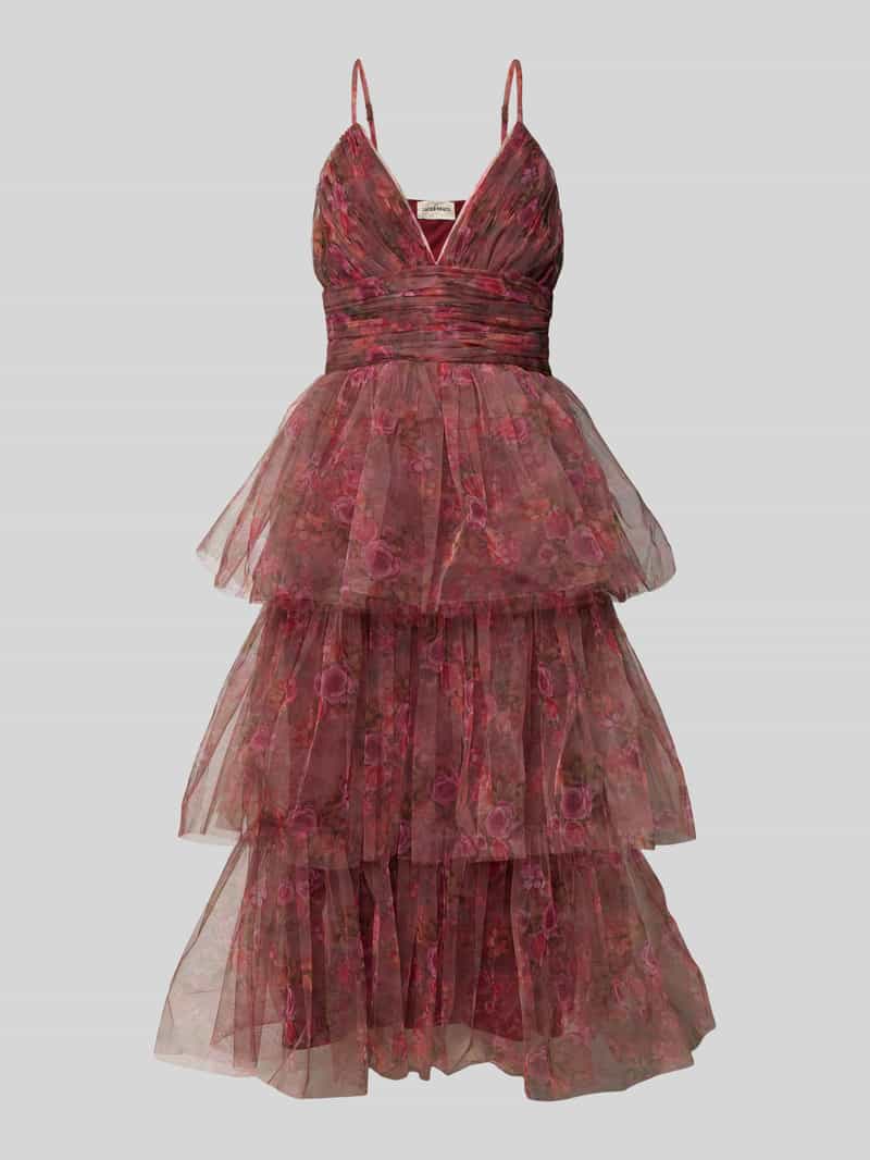 Lace & Beads Knielange cocktailjurk met volants