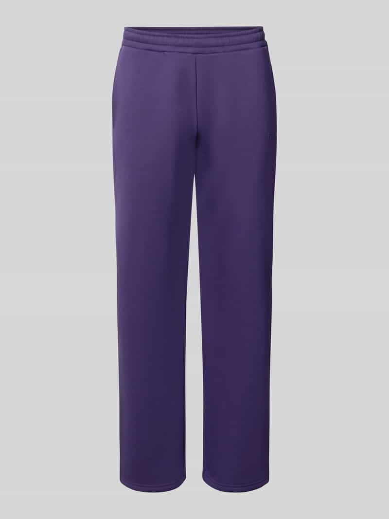 straight fit sweatpants van katoenmix met labeldetail