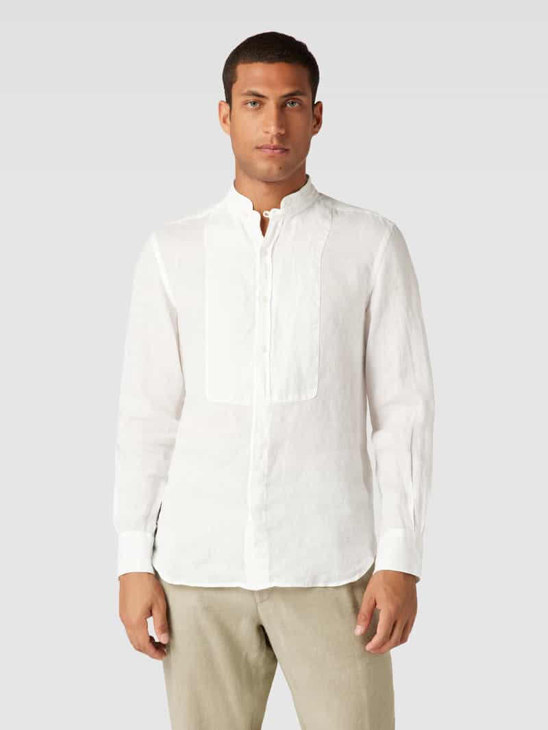 Slim fit linnen overhemd met opstaande kraag, model 'PIERRE' MC2 Saint Barth