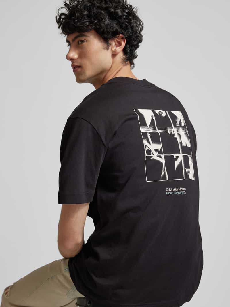 Calvin Klein Jeans T-shirt met labelprint model 'GRID MONOGRAM'