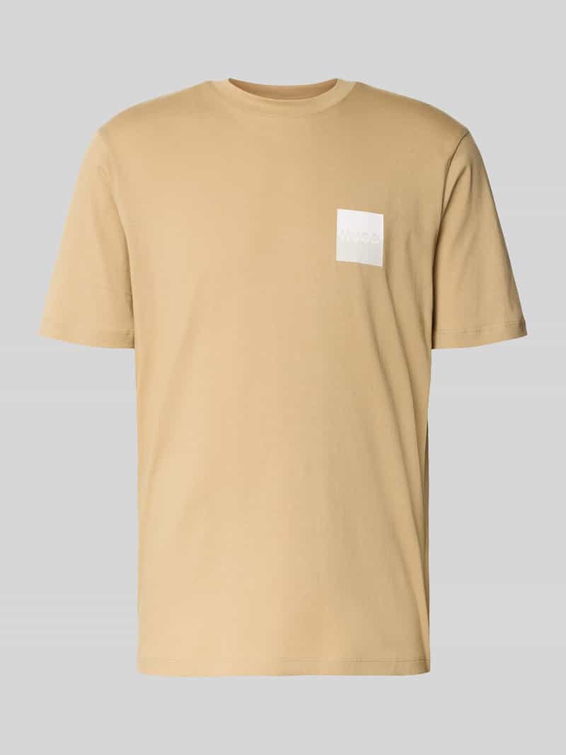HUGO T-shirt met labelprint en ronde hals model 'Dapusi'