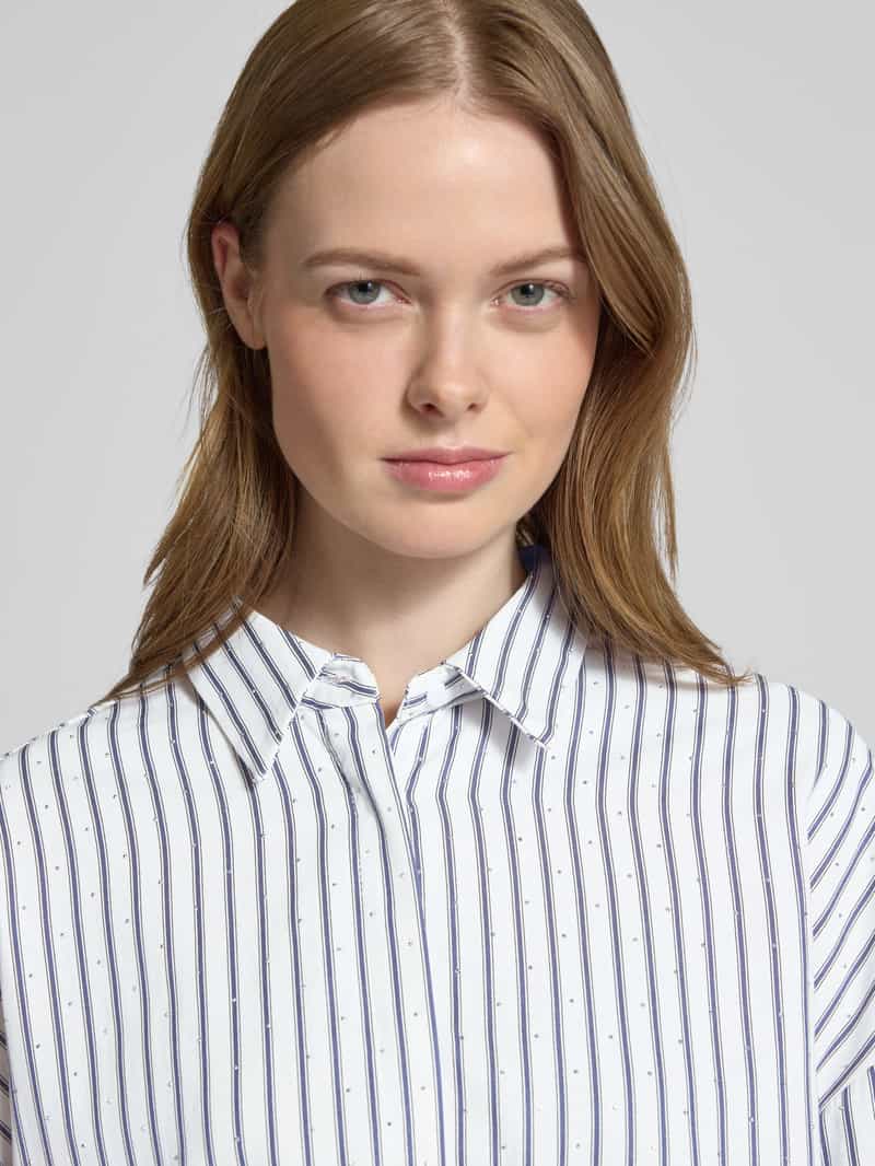 Ichi Relaxed fit overhemdblouse met strass-steentjes model 'PIPER'