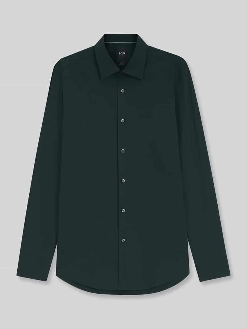 BOSS Hank slim fit overhemd - popeline - donkergroen - Strijkvriendelijk - Boordmaat: 38 (EU maat: S)