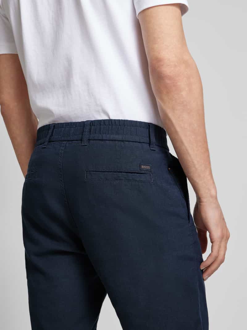 Boss Orange Tapered fit korte linnen broek met elastische band
