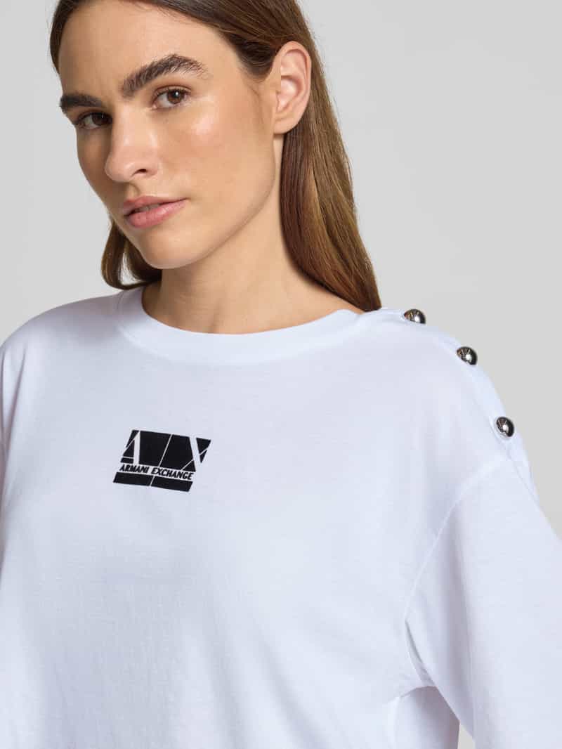 Armani Exchange T-shirt met labelprint en sierknopen