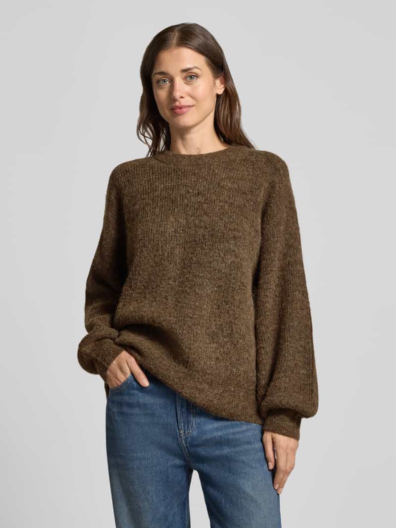 SELECTED WOMEN relaxed fit pullover van wolmix model 'LULU' bruin, foto 3