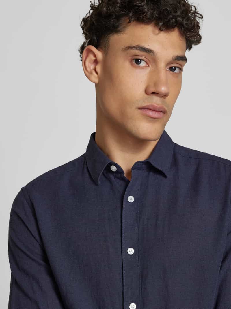 Only & Sons Slim fit linnen overhemd met kentkraag model 'CAIDEN'