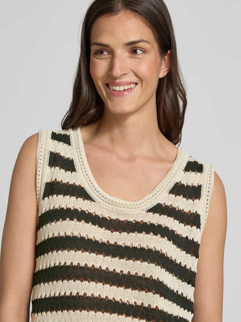 Ichi Gebreide top met ronde hals model 'BIRDIS'