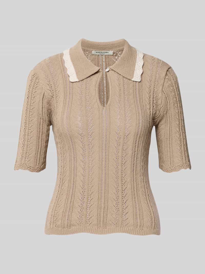 Scotch & Soda Gebreid shirt met platte kraag en druppelvormige hals