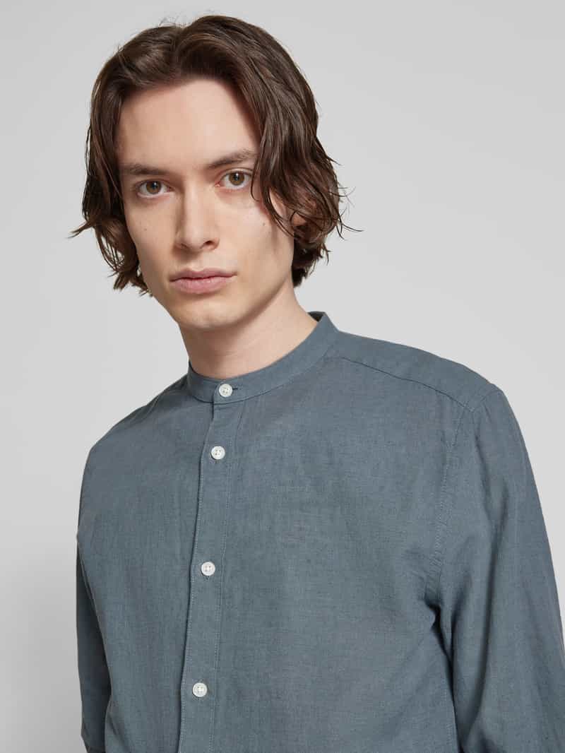 Only & Sons Slim fit linnen overhemd met opstaande kraag model 'CAIDEN'