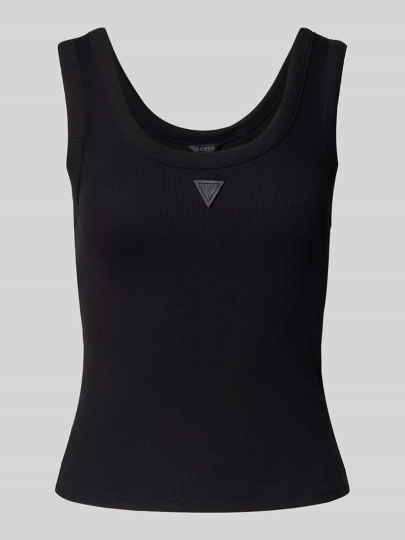Guess Tanktop in riblook met labeldetail