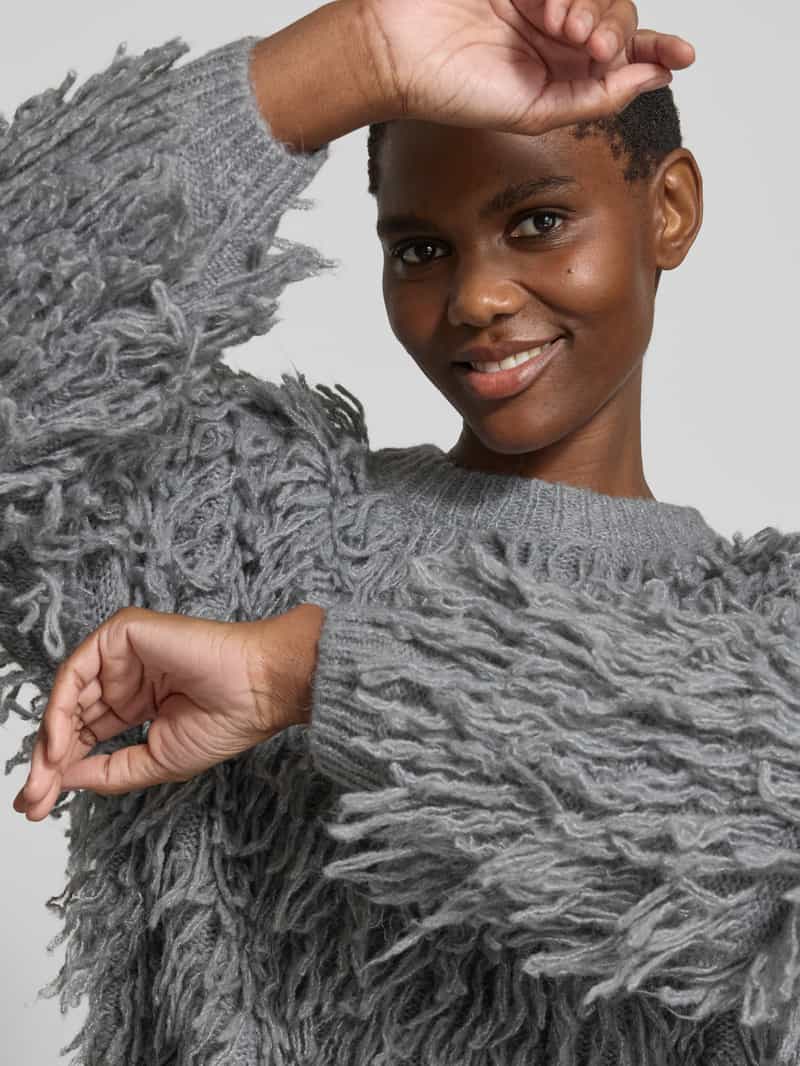 Comma Regular fit gebreide pullover van wolmix met alpaca-aandeel grijs, foto 4
