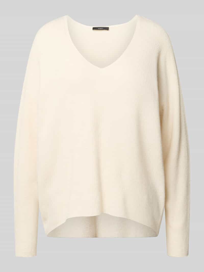 Oui Gebreide pullover met afgeronde V-hals model 'FREYJA'