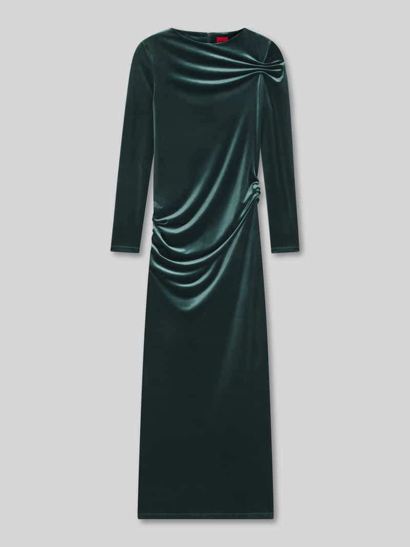 HUGO Slim fit maxi-jurk van fluweel model 'NARTECO'