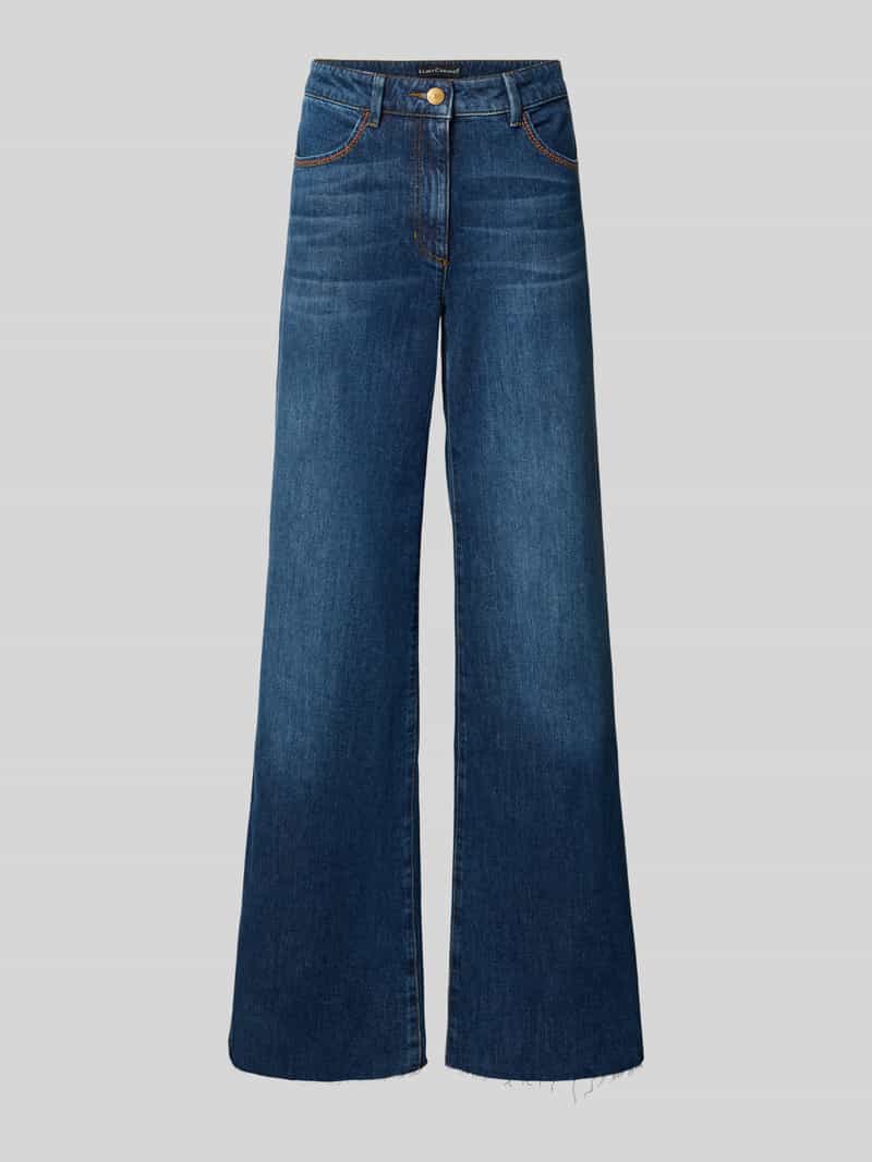 LUISA CERANO flared fit jeans van elastische katoenmix met riemlussen