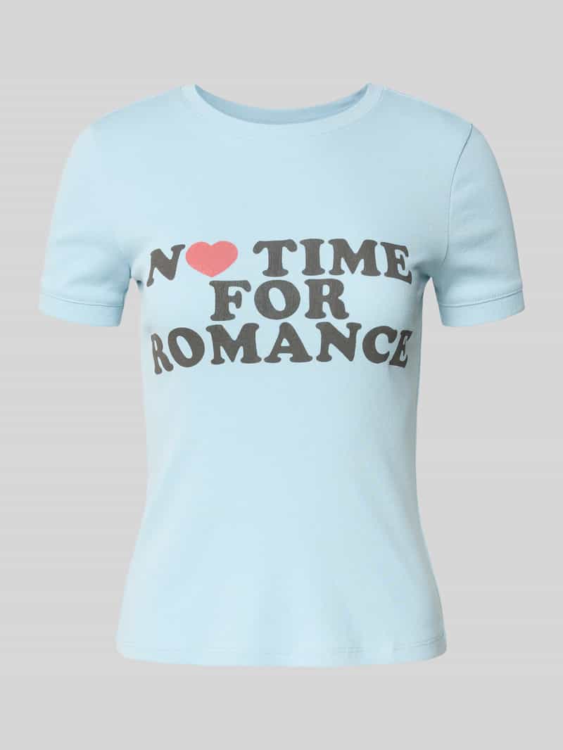 T-shirt in riblook met opschrift