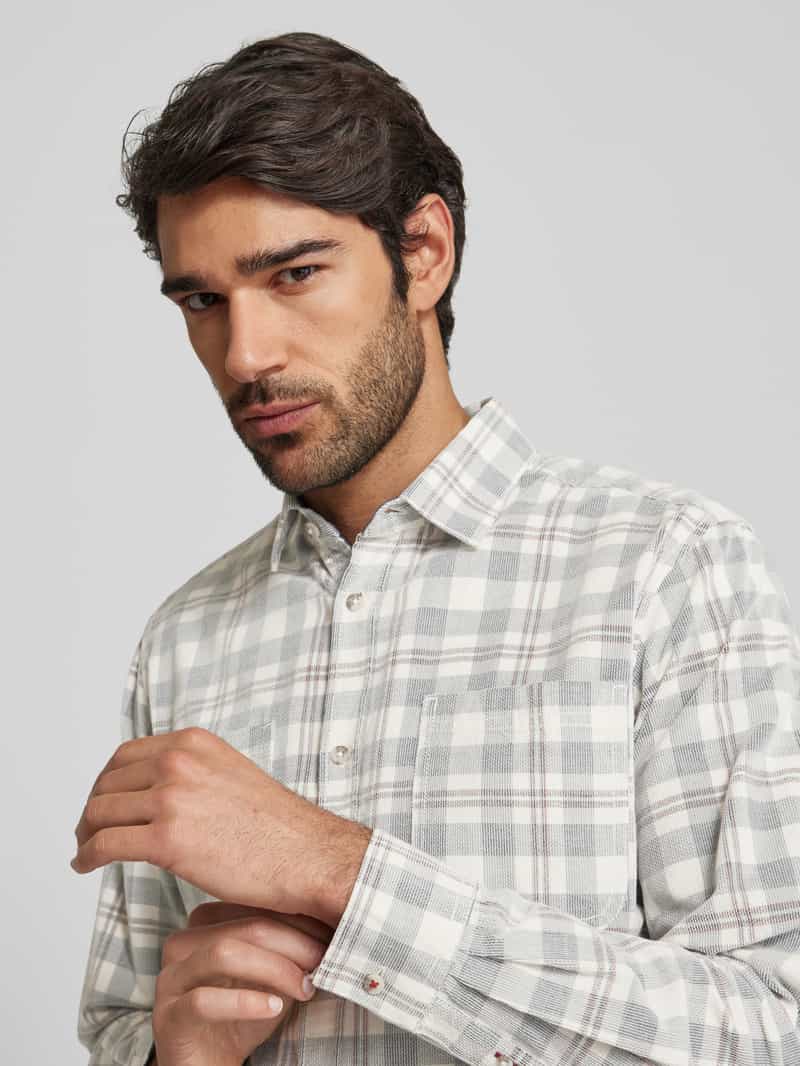 Tom Tailor Regular fit vrijetijdsoverhemd van puur katoen met corduroy ruitmotief