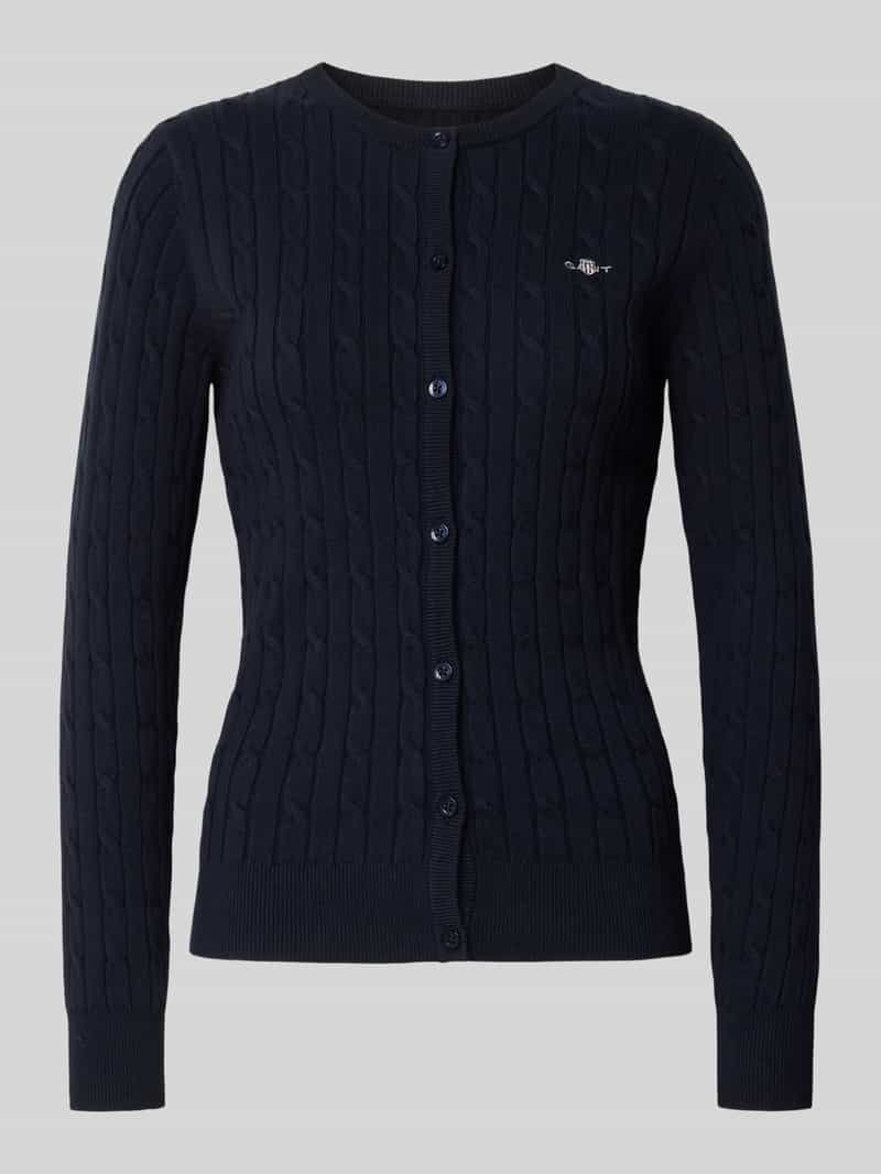 Gant Cardigan met kabelpatroon en logostitching
