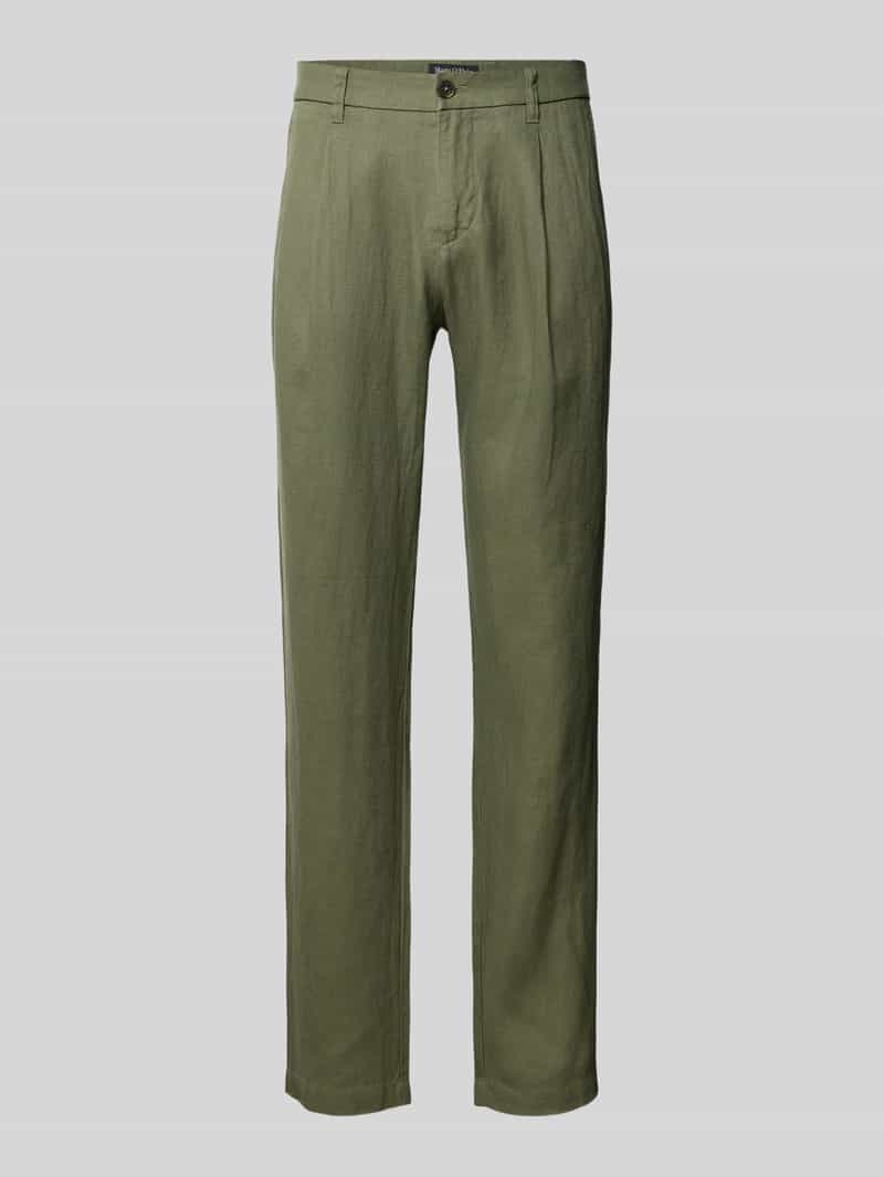 Marc O'Polo Tapered linnen broek met bandplooi model 'OSBY JOGGER'