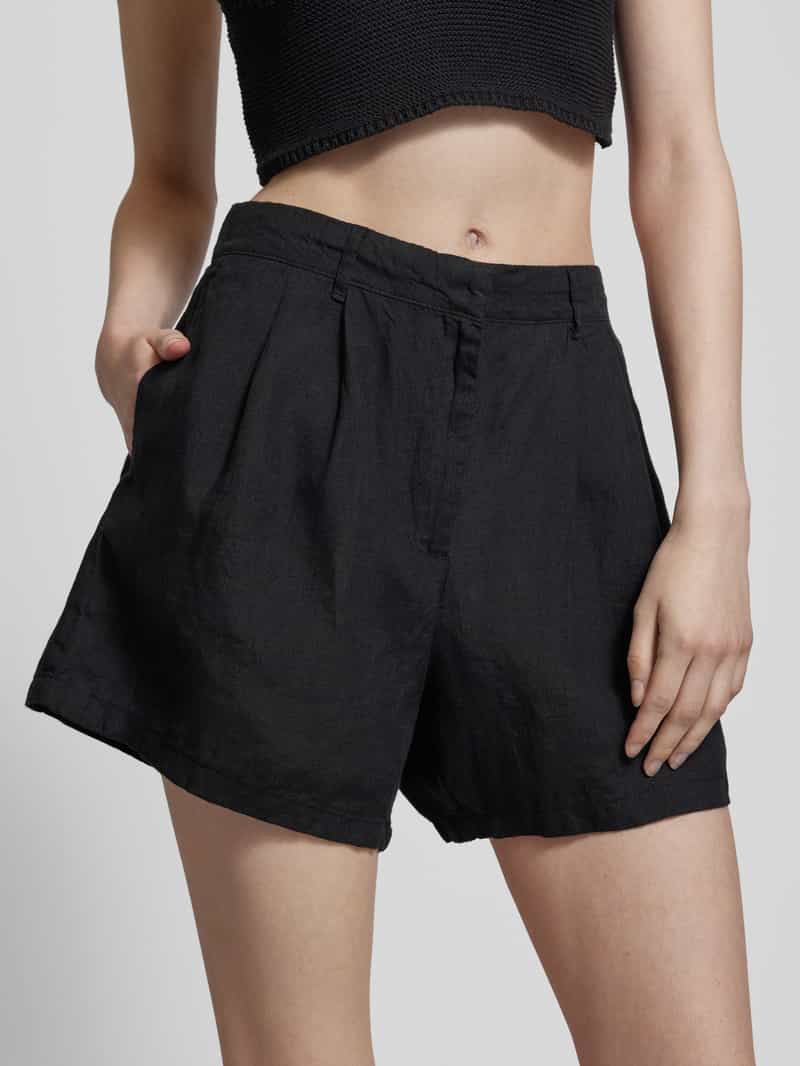 Gina Tricot Korte loose fit linnen broek met bandplooien