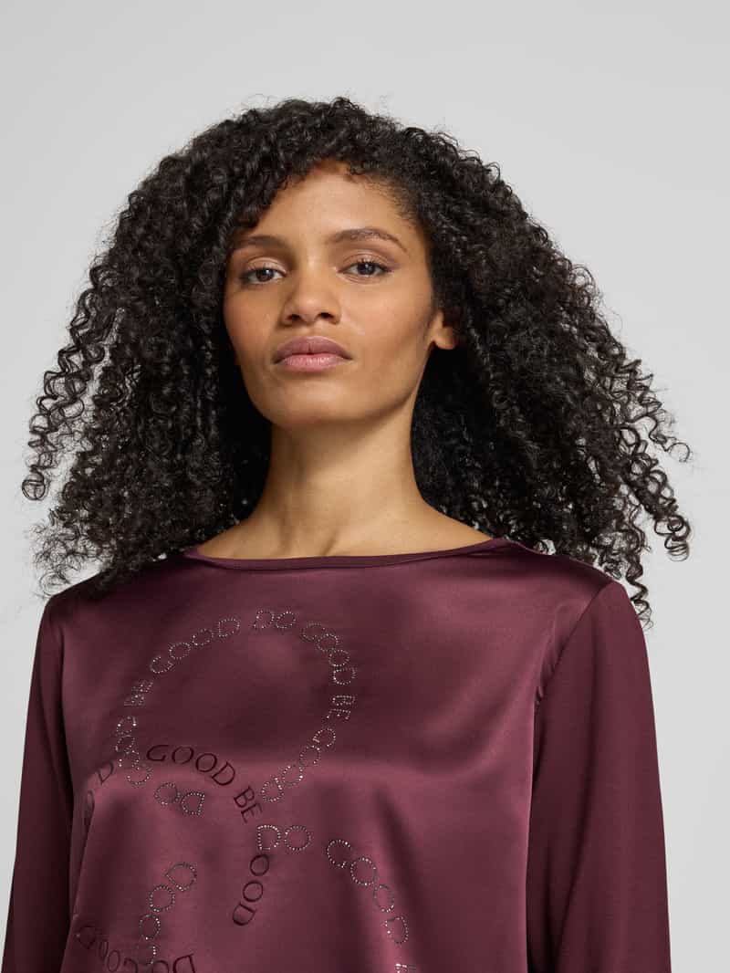 monari Relaxed fit shirt met lange mouwen en strass-steentjes