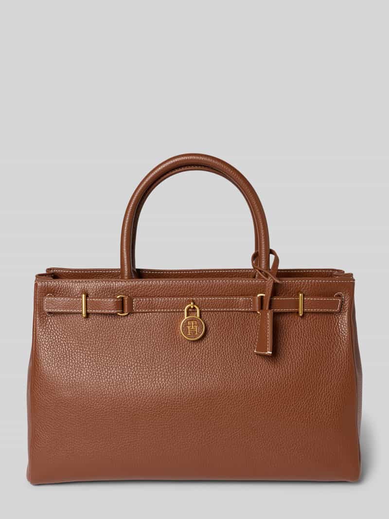 Tommy Hilfiger Draagtas AMERICAN ICON TOTE LEATHER , dames handtas, schoudertas met th-slot-sierstuk