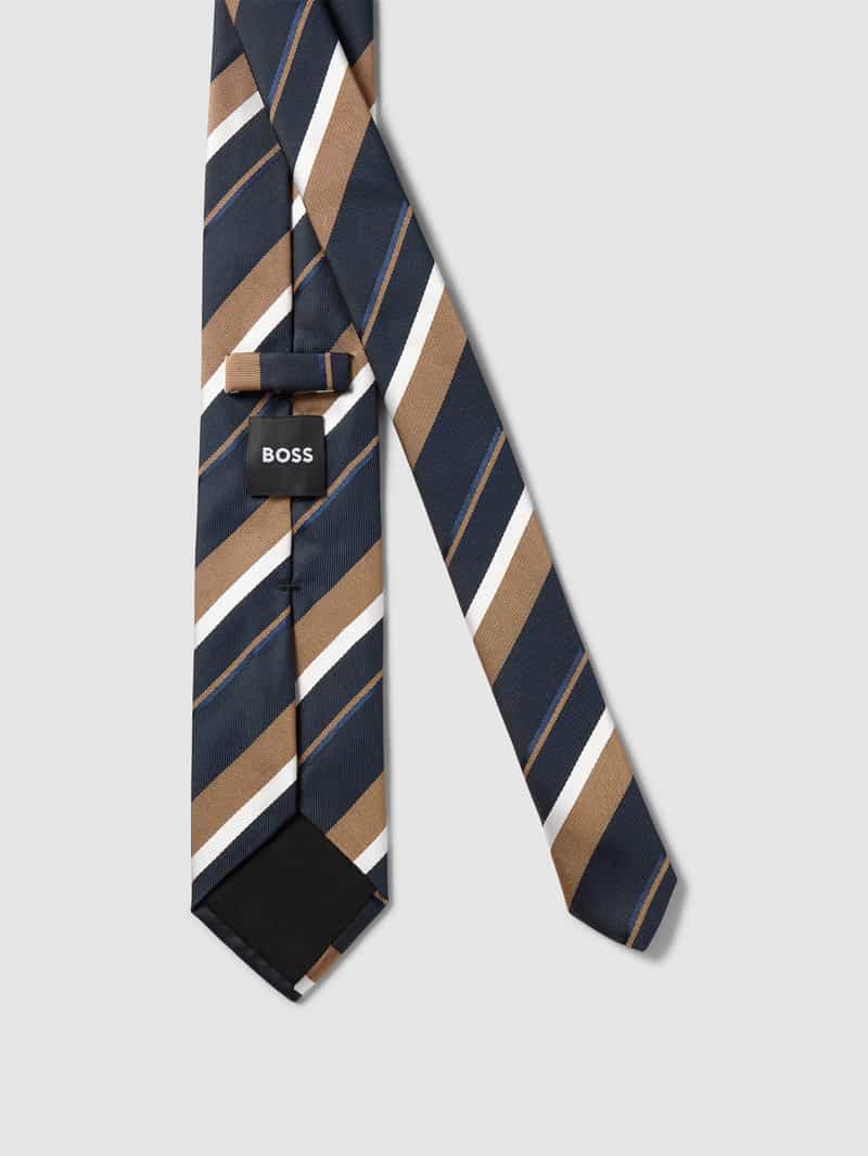 Boss Zijden stropdas met streepmotief