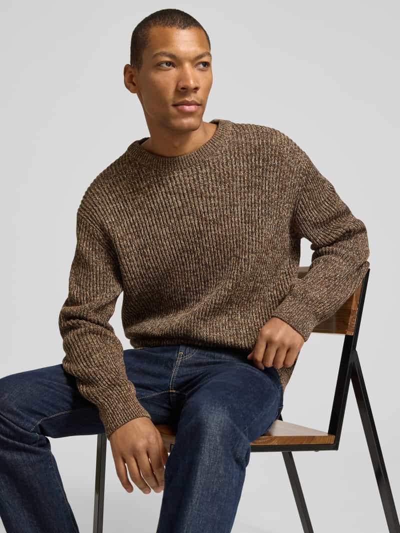 SELECTED MEN Heren Truien & Vesten Slmtilum Ls Knit Crew Neck - Bruin, foto 5