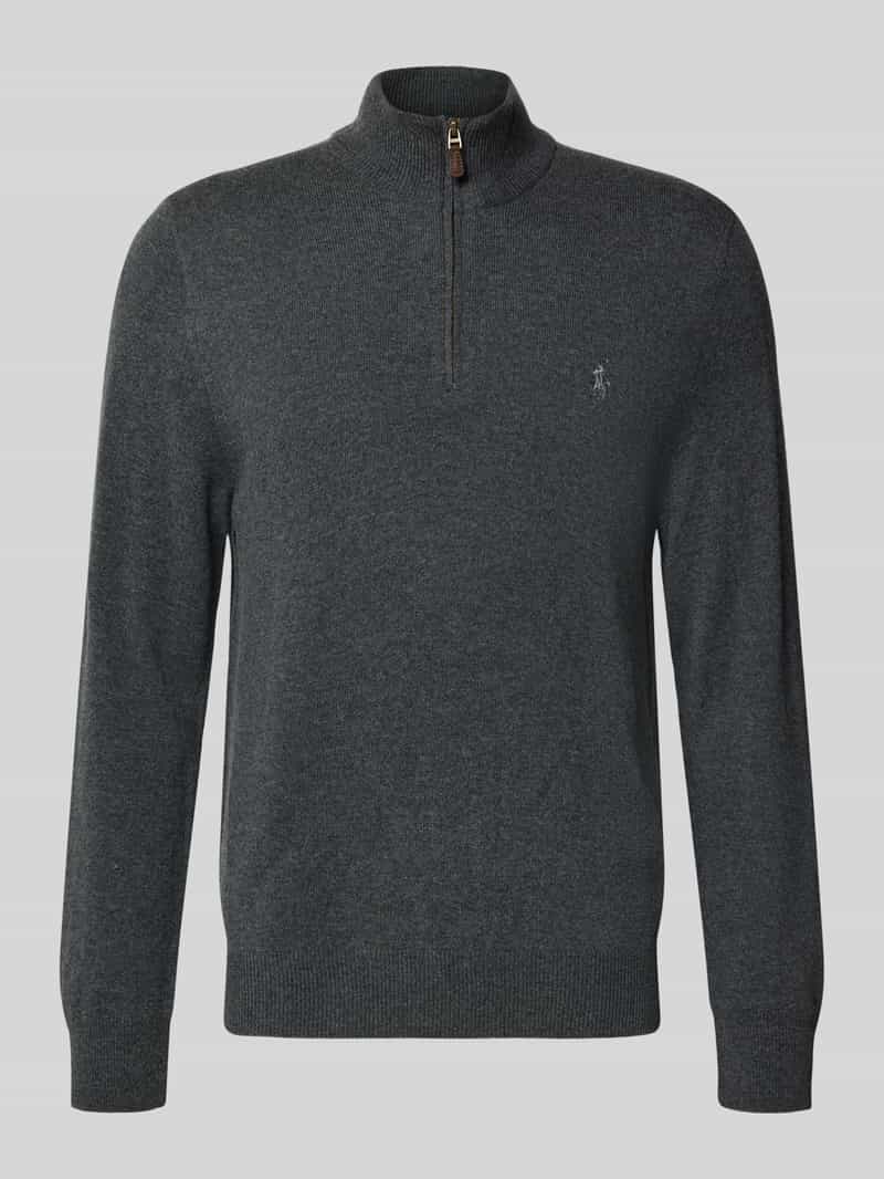 Polo Ralph Lauren Gebreide pullover van wol met opstaande kraag en ritssluiting