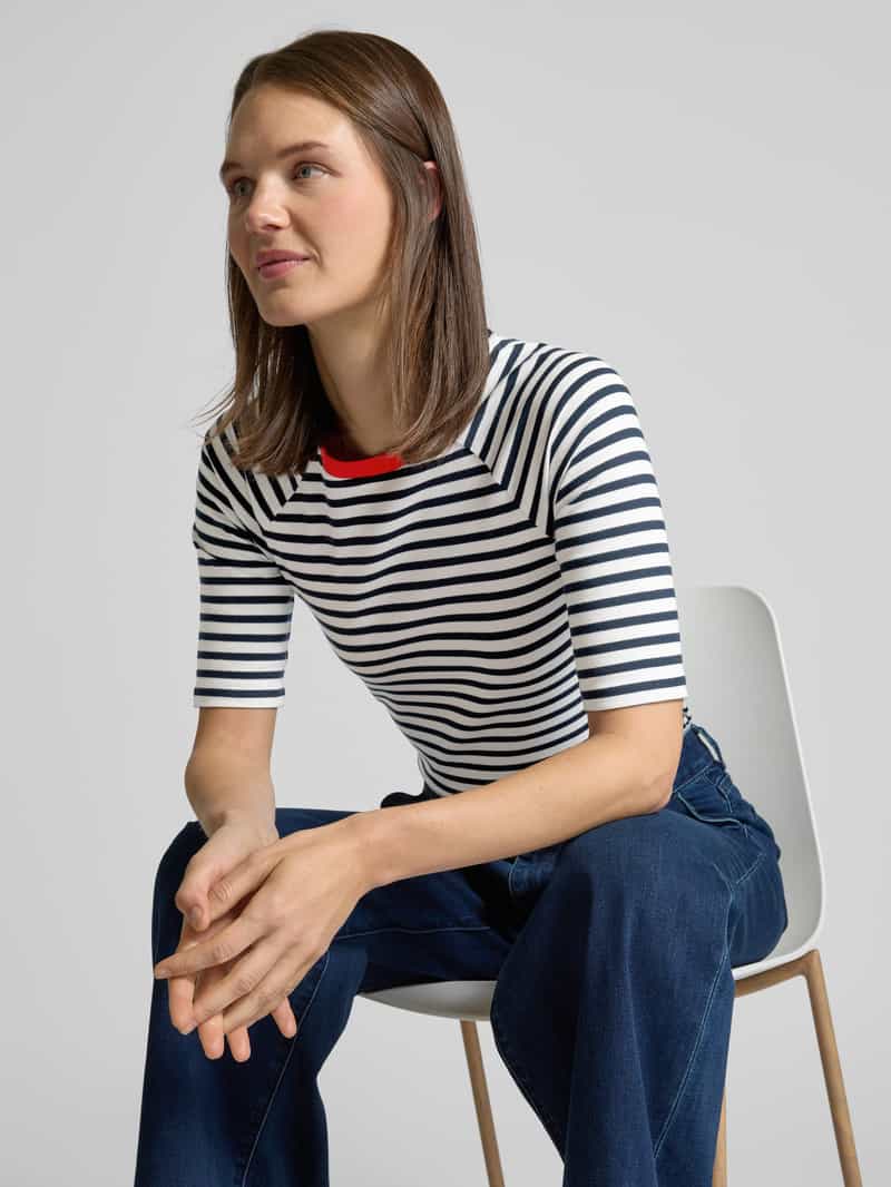 Tom Tailor Denim Regular fit T-shirt van puur katoen met streeppatroon