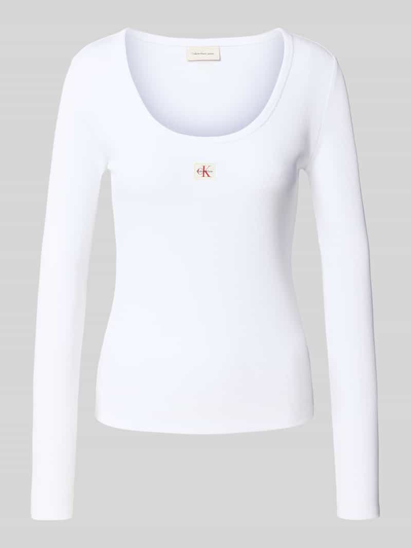 Calvin Klein Shirt met lange mouwen LS WOVEN LABEL 2X2 RIB SCOOP NEC