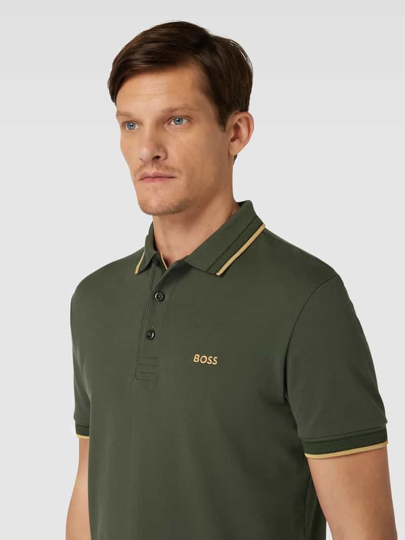 BOSS Green Poloshirt met contraststrepen model 'PADDY'