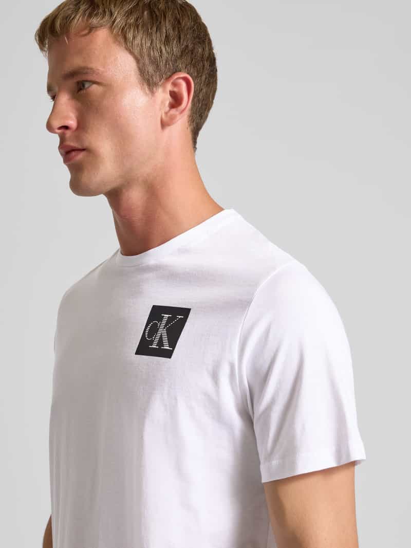 Calvin Klein Jeans Regular fit T-shirt van puur katoen met logoprint