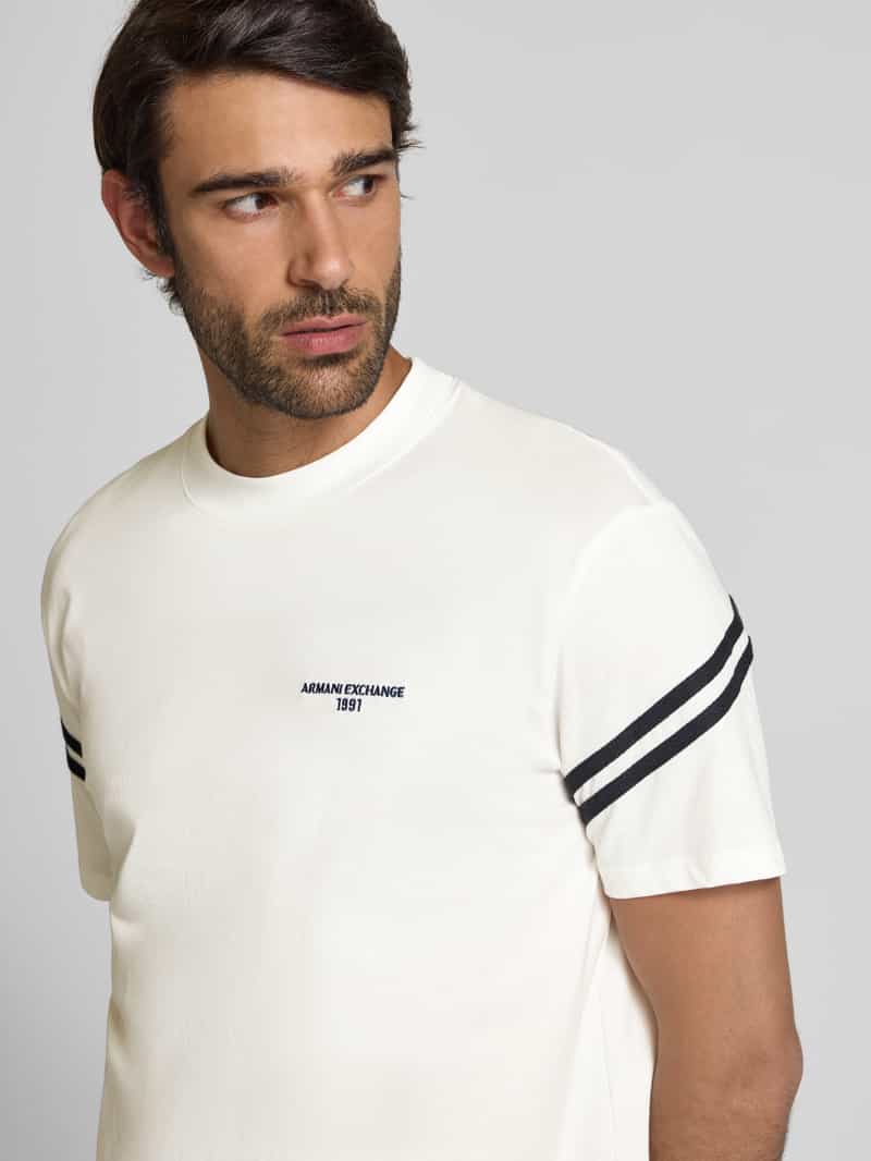 Armani Exchange T-shirt met labelstitching en ronde hals